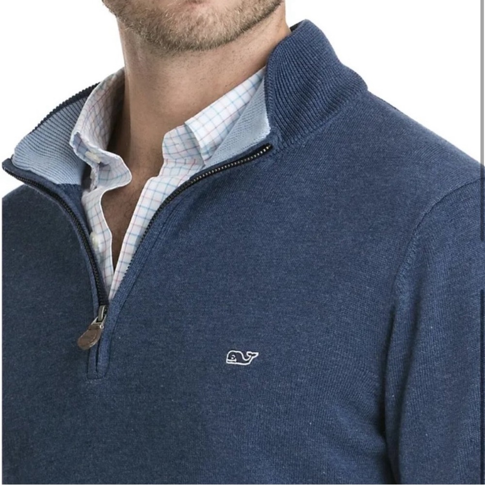 Vineyard Vines Men's Navy Cotton 1/4 Zip Pullover Sweater Size M